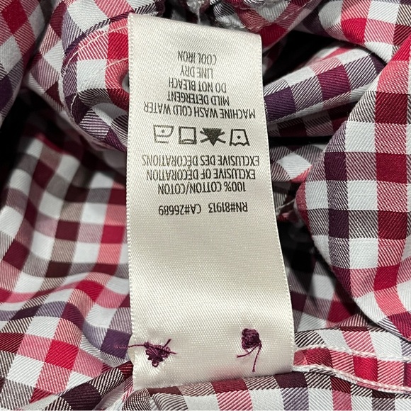 ROBERT GRAHAM Red Checked Gingham Shirt Men's‎ Sz L Fold Back Cuffs Long Sleeve - Picture 11 of 14